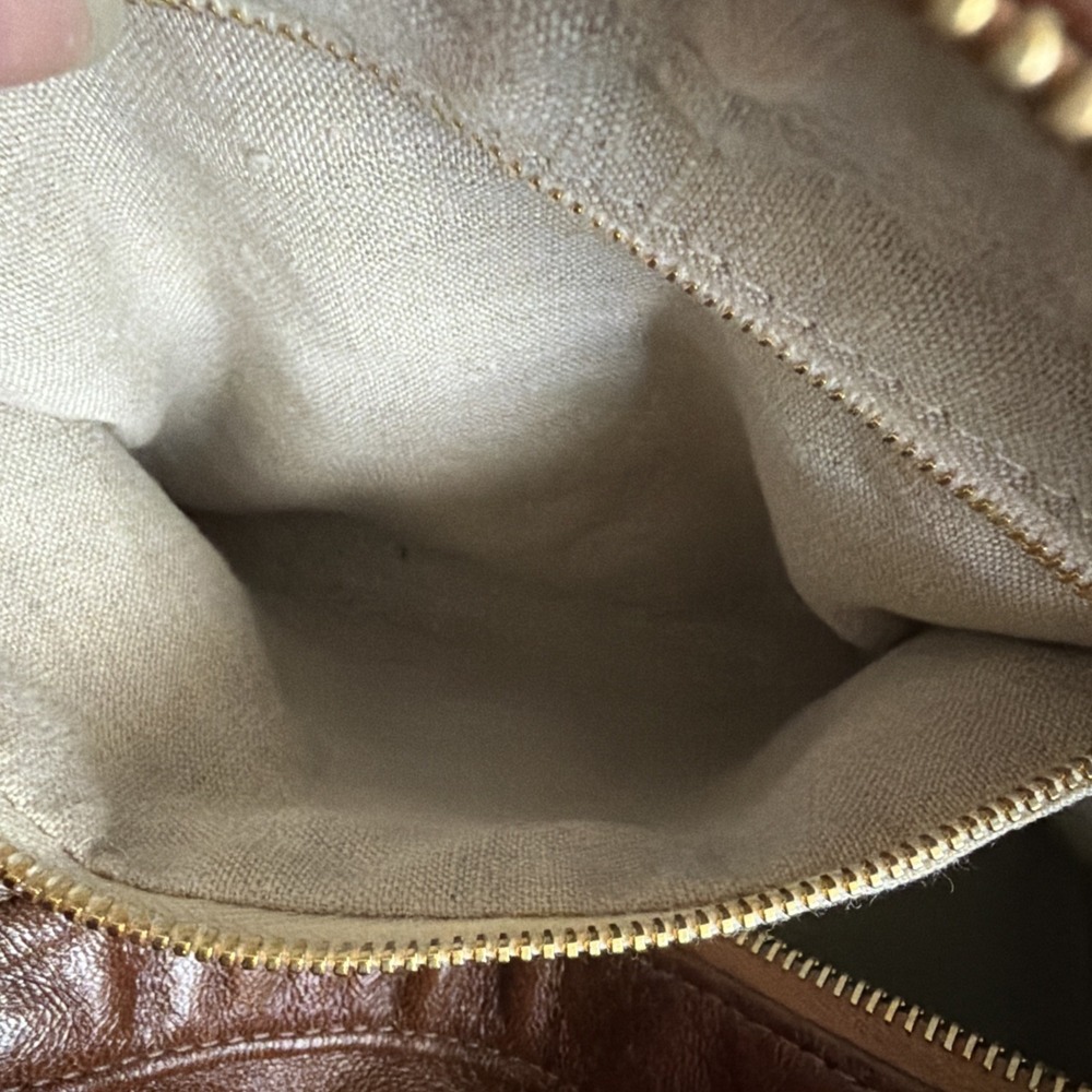 Y2K Lauren Merkin Brown Leather Satchel Duffel Top Handle Shoulder Bag Purse - Picture 10 of 16